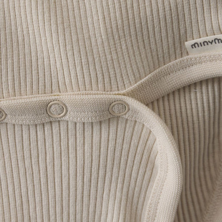 Minymo Long-Sleeve Rib Bodysuit - Sandshell