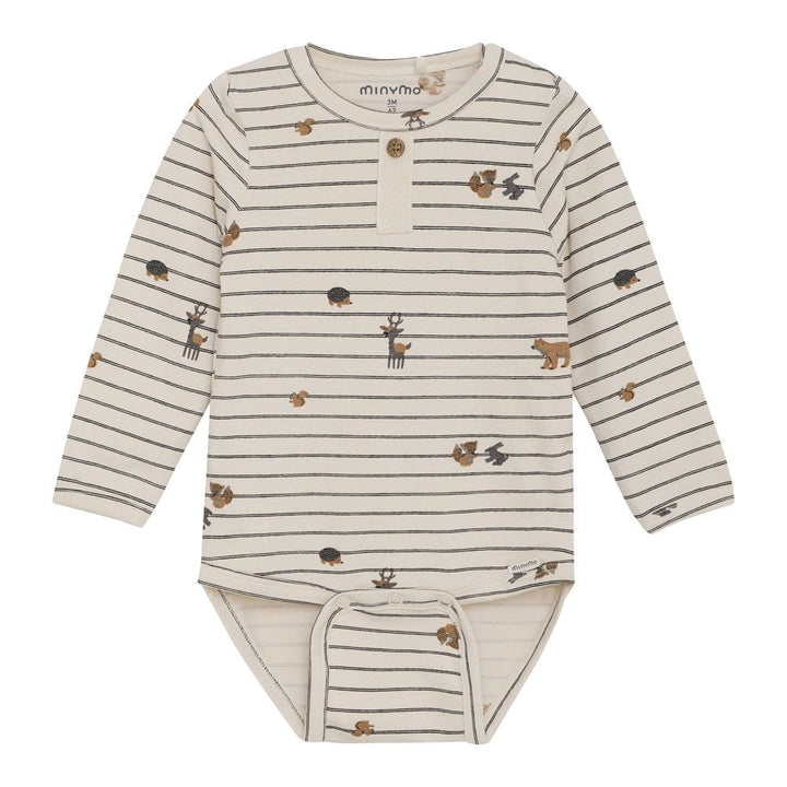 Minymo Long-Sleeve Bodysuit - Sandshell Prints 3 Months