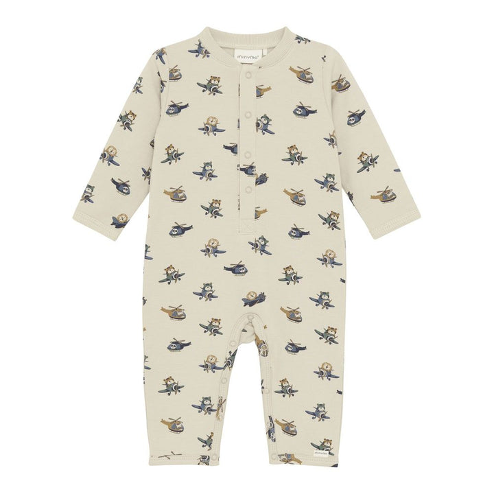 Minymo Organic Cotton Romper - Oxford Tan 12 Months