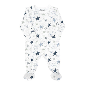 Coccoli Cotton-Modal Zippered Footie Sleeper Stars on Cream Newborn (6-7 lbs)