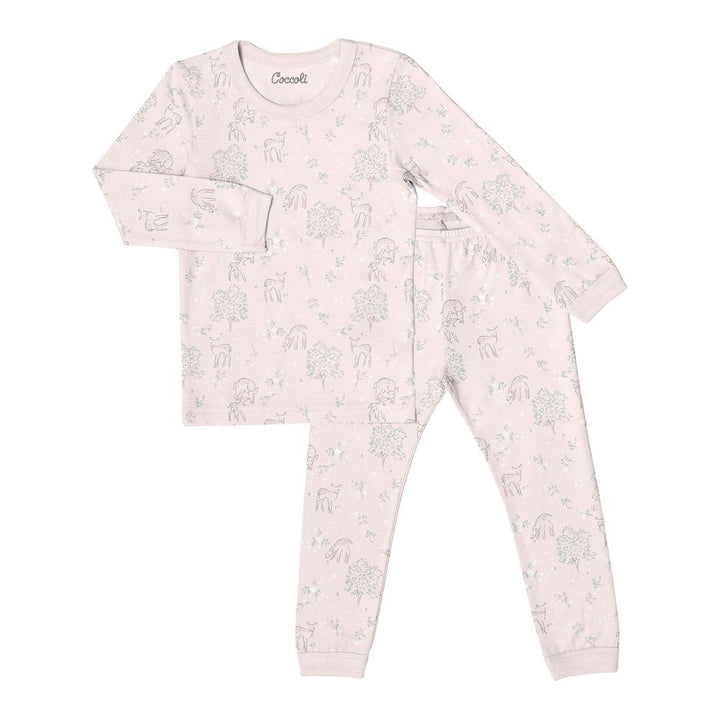Coccoli Cotton-Modal Long Sleeve Pyjamas Fawn on Pink 2 Years (27-30 lbs)