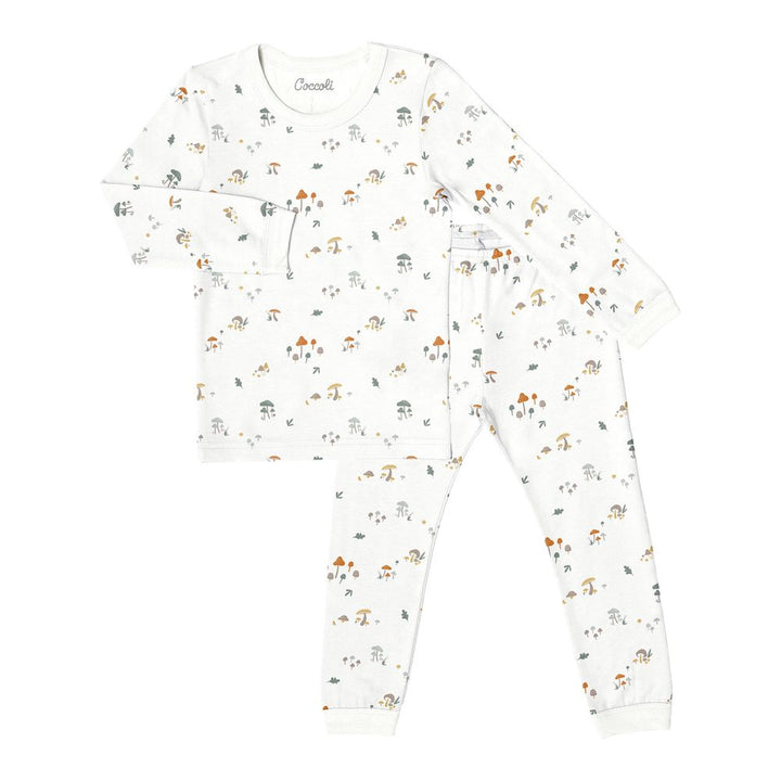 Coccoli Cotton-Modal Long Sleeve Pyjamas Mushrooms on Cream 3 Years (30-34 lbs)