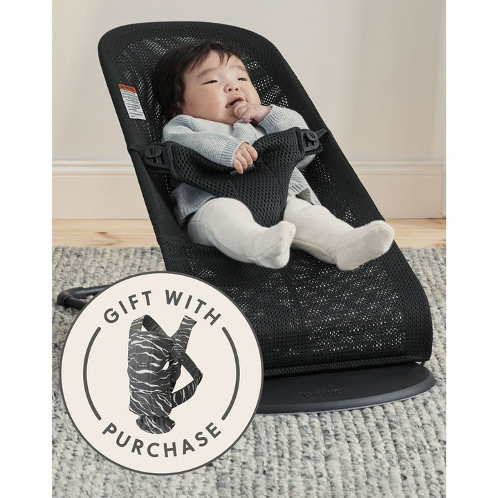 BabyBjorn Bouncer Bliss & Mini Carrier Bundle - Anthracite Landscape/Black Mesh