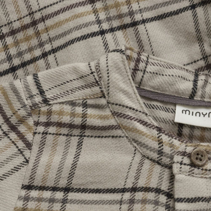 Minymo Long-Sleeve Checkered Bodysuit - Oxford Tan