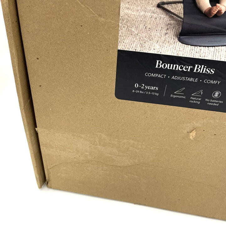 BabyBjorn Bouncer Bliss in Woven Fabric - Classic Quilt, Black on Dark Grey Frame (97134) (Open Box)