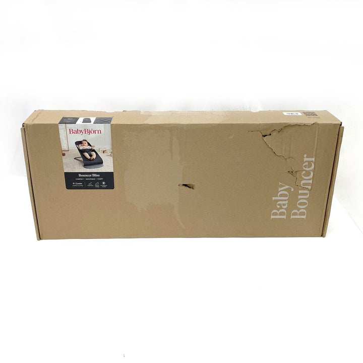 BabyBjorn Bouncer Bliss in Woven Fabric - Classic Quilt, Black on Dark Grey Frame (97158) (Open Box)