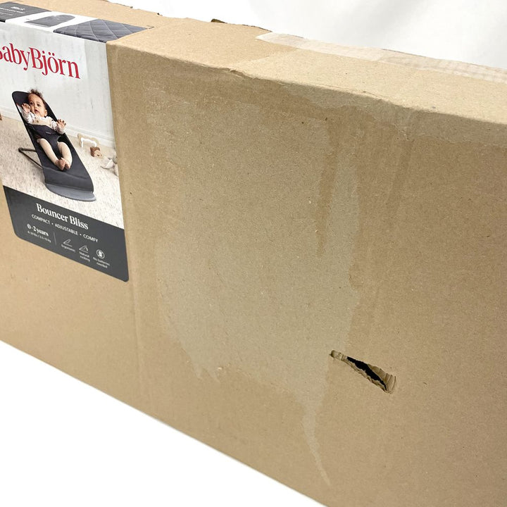 BabyBjorn Bouncer Bliss in Woven Fabric - Classic Quilt, Black on Dark Grey Frame (97158) (Open Box)