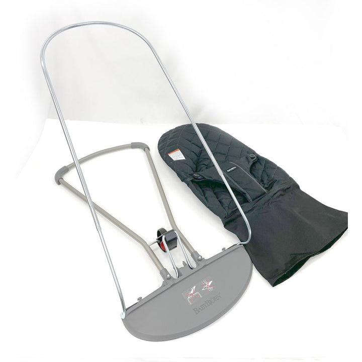 BabyBjorn Bouncer Bliss in Woven Fabric - Classic Quilt, Black on Dark Grey Frame (97158) (Open Box)
