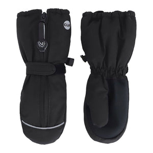 Calikids Front-Zipper Waterproof Winter Mittens Black XS (12-24 Months)