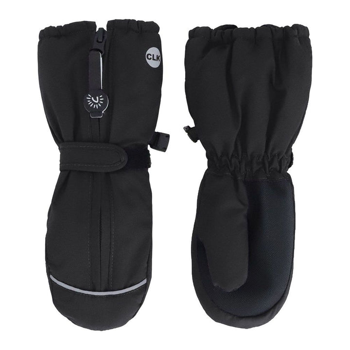 Calikids Front-Zipper Waterproof Winter Mittens Black SM (2-4 Years)