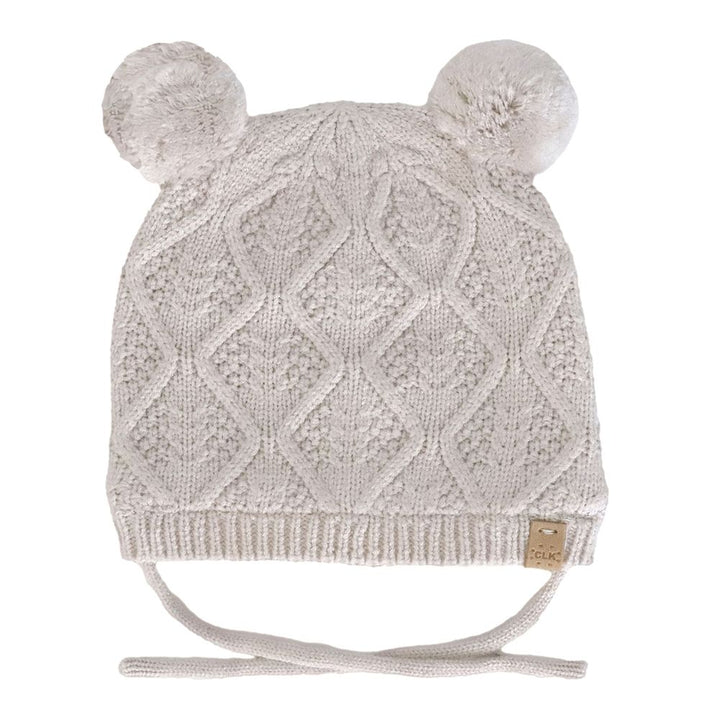 Calikids Cashmere-Feel Knit Soft Touch Pom Pom Winter Hat Moon Beam SM (3-9 Months)