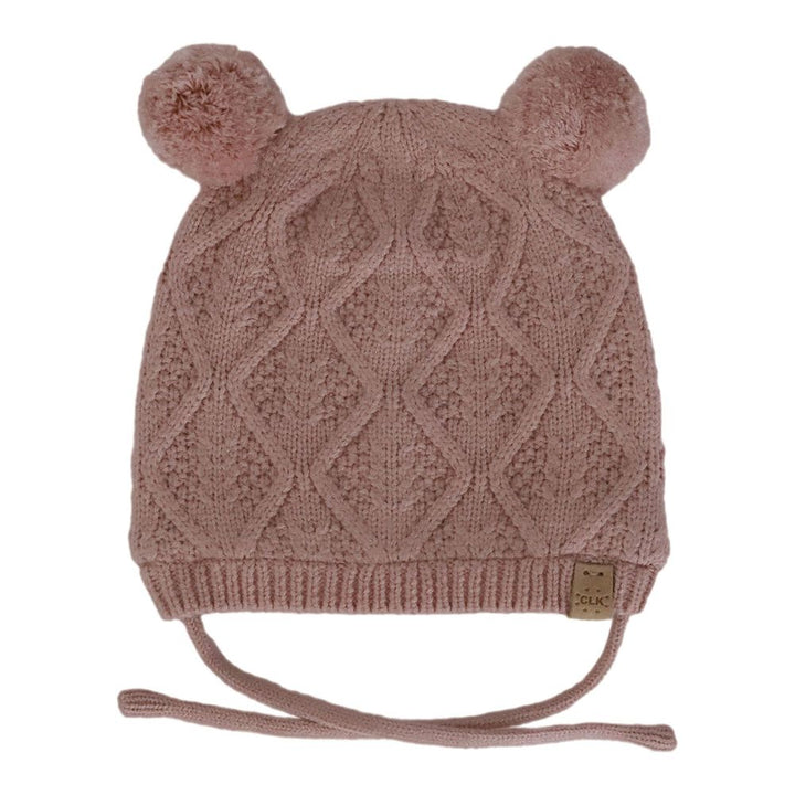 Calikids Cashmere-Feel Knit Soft Touch Pom Pom Winter Hat Rose Dust XS (0-3 Months)