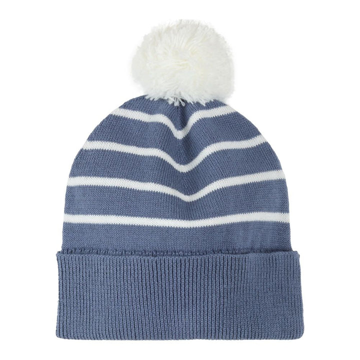 Petit Lem Organic Cotton Knitted Hat in Striped Denim Blue 3-6 Months