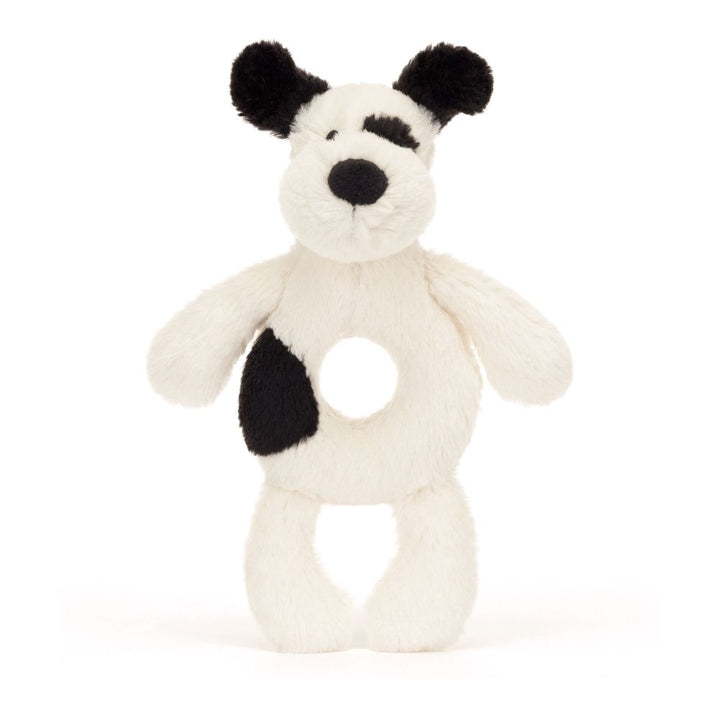 Jellycat Bashful Ring Rattle - Black & Cream Puppy