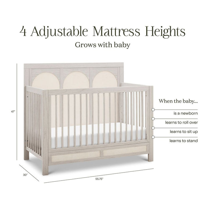 Namesake Eloise 4-in-1 Convertible Crib with Performance Pearl Eco-Weave - White Driftwood