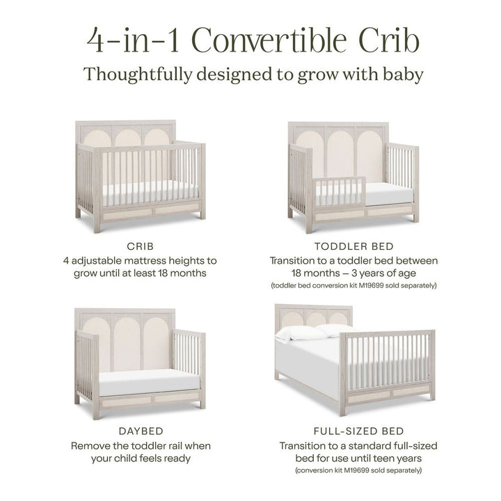Namesake Eloise 4-in-1 Convertible Crib with Performance Pearl Eco-Weave - White Driftwood