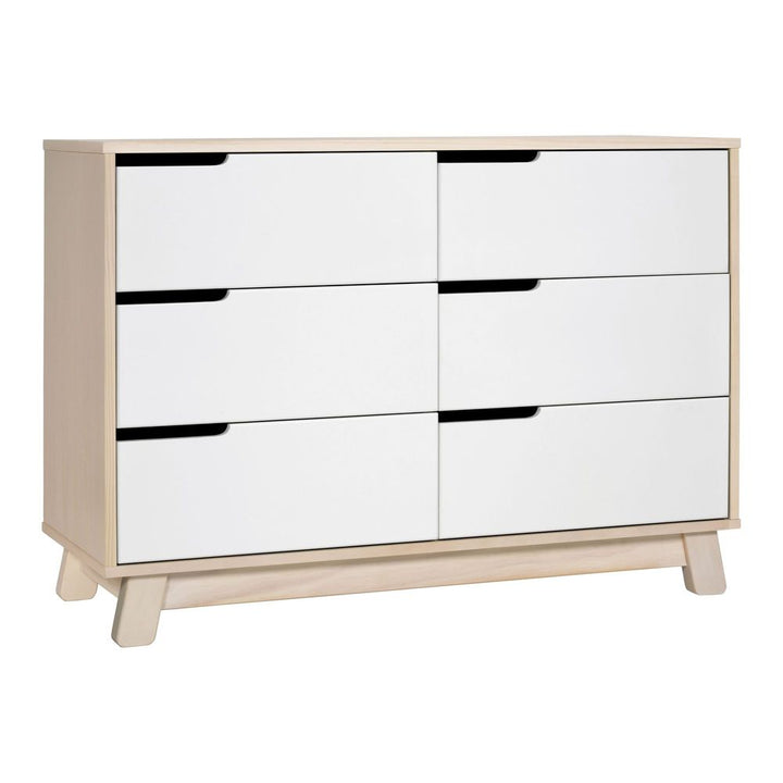 Babyletto Hudson 3-in-1 Convertible Crib & Double Dresser Nursery Furniture Set - Washed Natural/Washed Natural & White