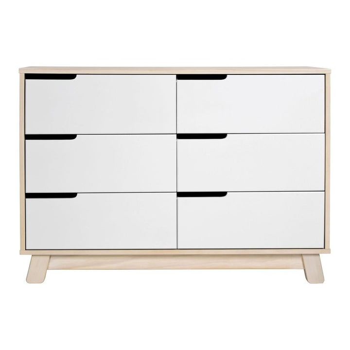 Babyletto Hudson 3-in-1 Convertible Crib & Double Dresser Nursery Furniture Set - Washed Natural/Washed Natural & White