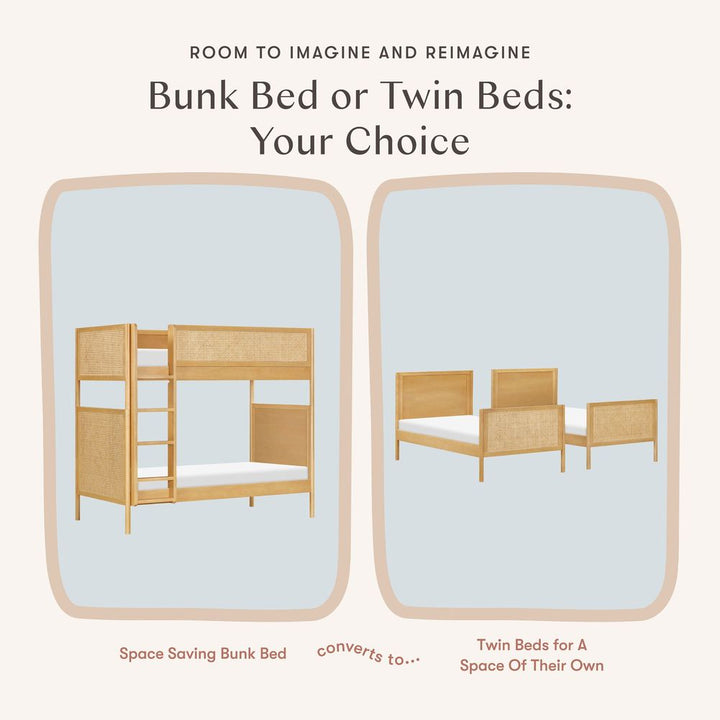Babyletto Bondi Cane Convertible Bunk Bed - Honey