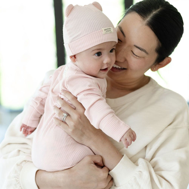 Good Little Citizens Rib Zip Fit Footie Sleeper & Beanie Set