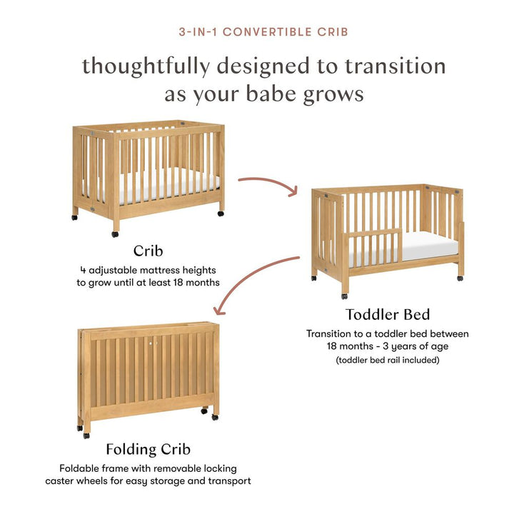 Babyletto Maki Full-Size Folding Crib With Toddler Bed Conversion Kit