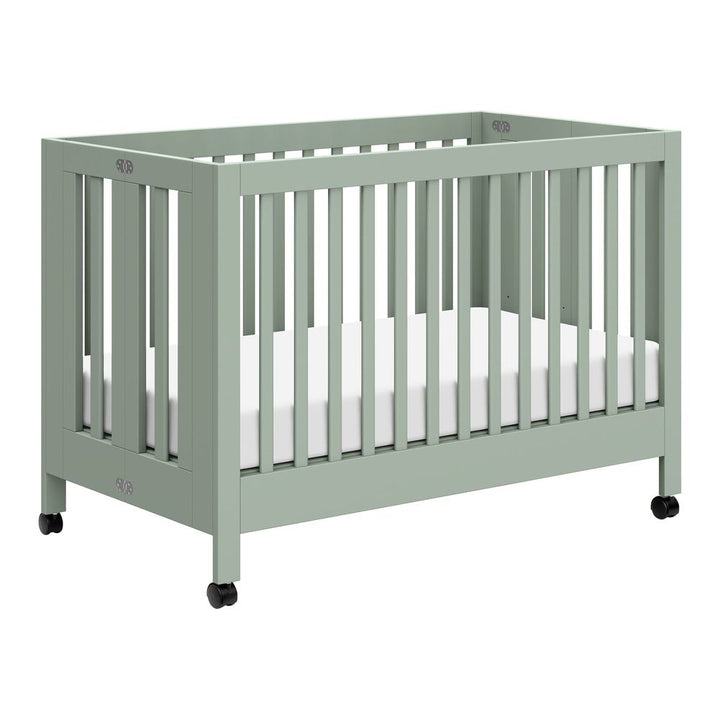 Babyletto Maki Full-Size Folding Crib With Toddler Bed Conversion Kit Light Sage