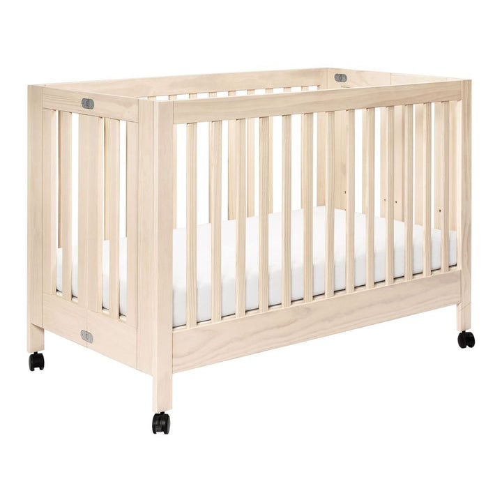 Babyletto Maki Full-Size Folding Crib With Toddler Bed Conversion Kit Washed Natural