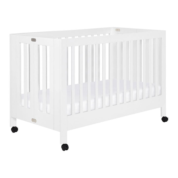Babyletto Maki Full-Size Folding Crib With Toddler Bed Conversion Kit White