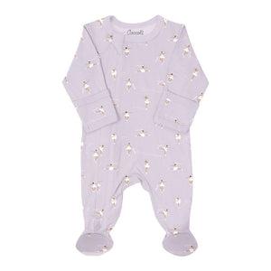 Coccoli Modal Zippered Footie Sleeper - Figure Skaters on Purple Newborn (6-7 lbs)