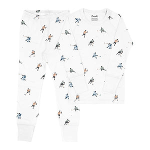 Coccoli Cotton-Modal Long Sleeve Pyjamas - Hockey Players on Cream 2 Years (27-30 lbs)