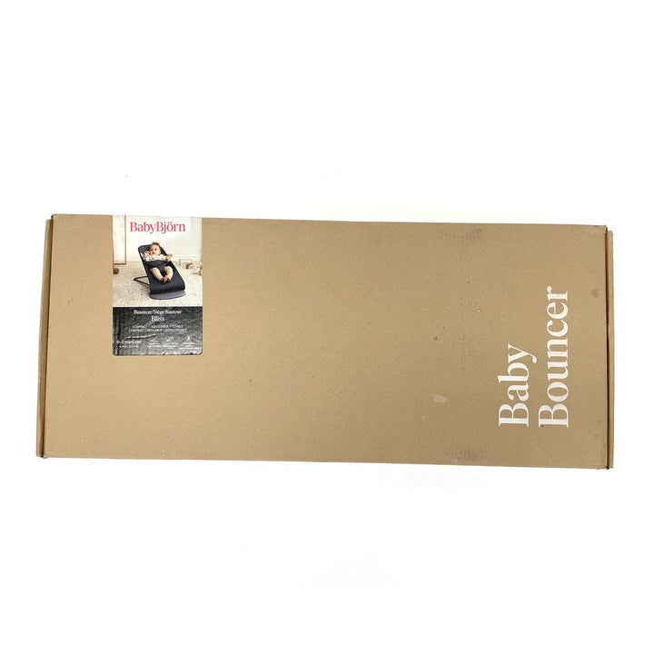 BabyBjorn Bouncer Bliss in Woven Fabric - Classic Quilt, Black on Dark Grey Frame (97922) (Open Box)
