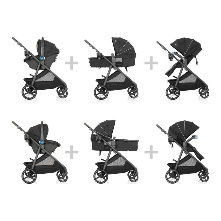 Evenflo Shyft Intuiti+ and Revolve180 LiteMax NXT with SensorySoothe Travel System - Dubhan Black