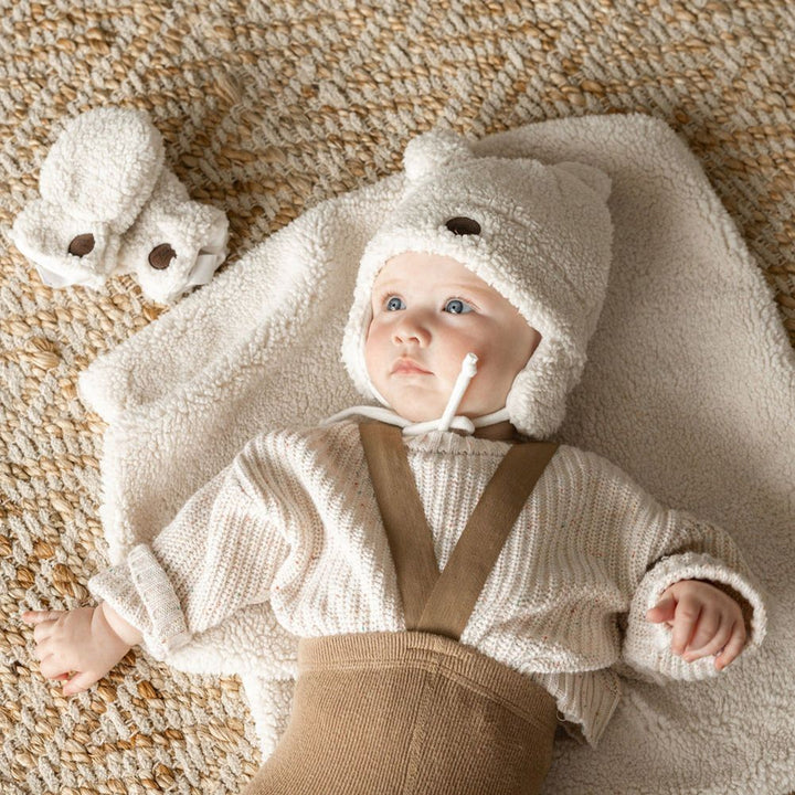 Petit Coulou Sherpa Teddy Bear Baby Gift Box - Cream