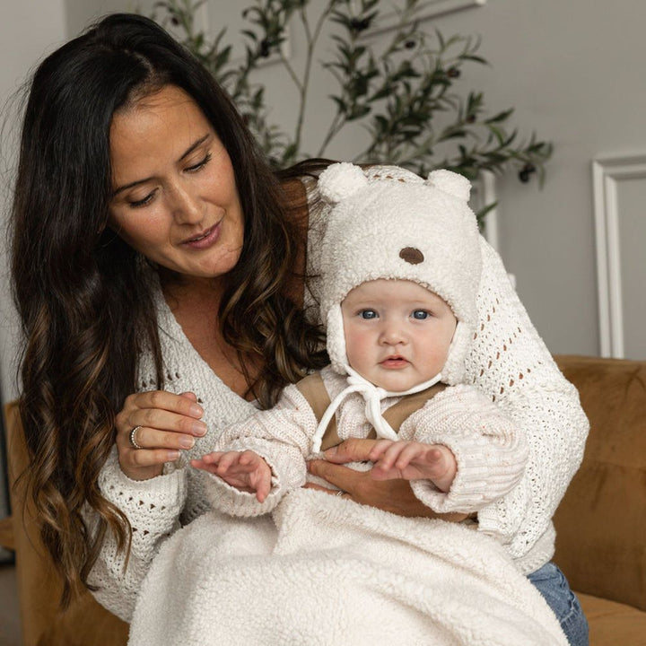 Petit Coulou Sherpa Teddy Bear Baby Gift Box - Cream