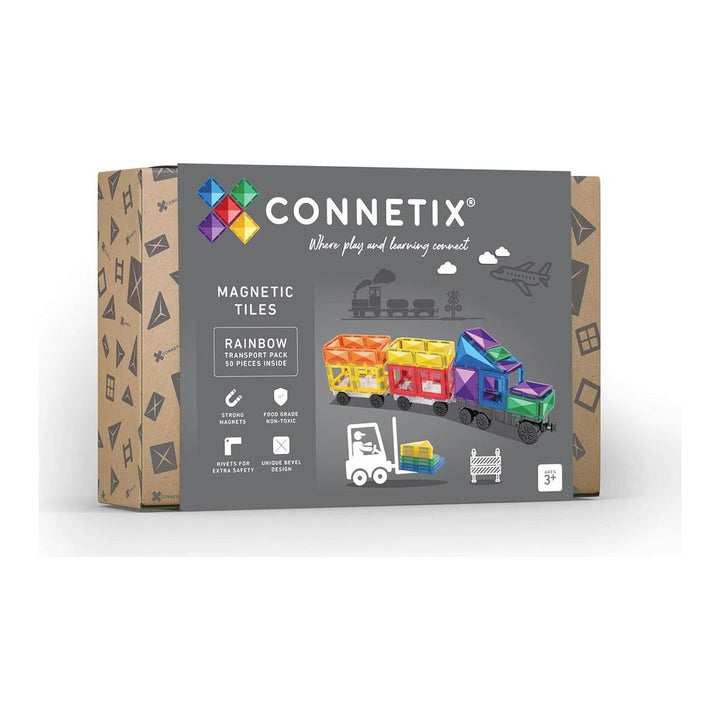 Connetix 50-Piece Magnetic Tiles Transport Pack - Rainbow Default Title