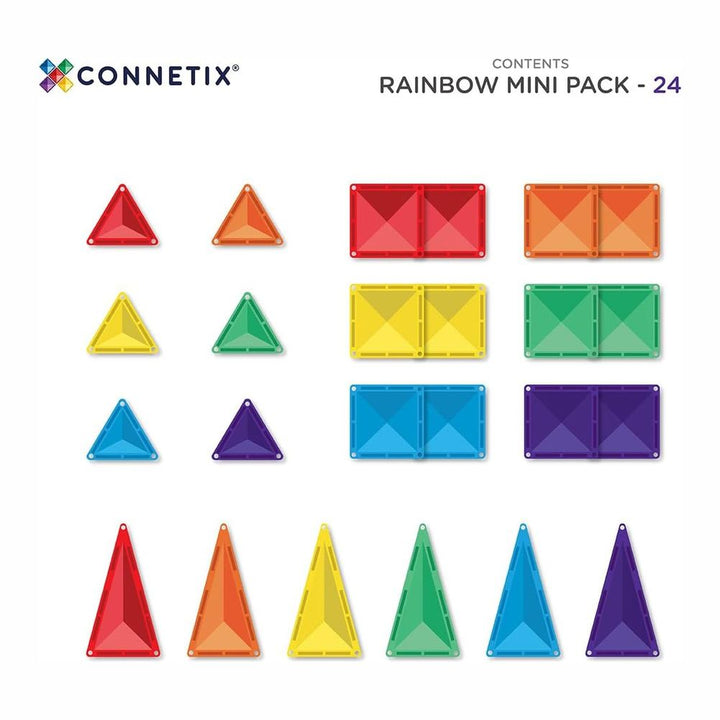 Connetix 24-Piece Magnetic Tiles Mini Pack - Rainbow