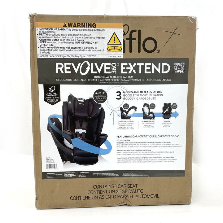 Evenflo GOLD Revolve360 Extend All-in-one Rotational Car Seat with SensorSafe - Onyx Black (98213) (Open Box)
