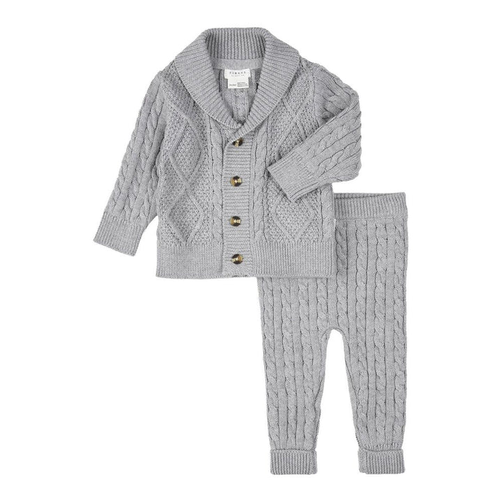 Petit Lem Organic Cotton 2-Piece Organic Cotton Knit Set in Heather Grey 18-24 Months