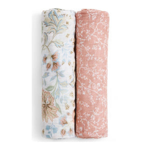Aden + Anais 2-Pack Silky Soft Muslin Swaddles Victorian Flowers