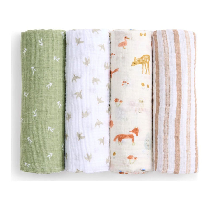 Aden + Anais 4-Pack Essential Cotton Muslin Swaddles Sage Woodland
