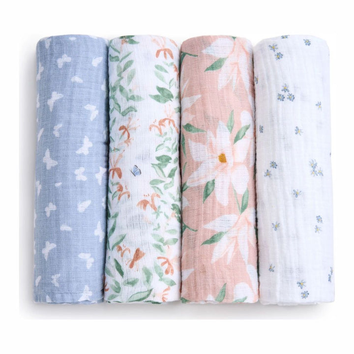 Aden + Anais 4-Pack Essential Cotton Muslin Swaddles Butterfly Garden