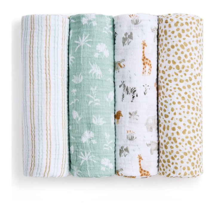 Aden + Anais 4-Pack Essential Cotton Muslin Swaddles Giraffe Safari