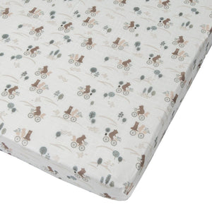 Loulou Lollipop Muslin Crib Sheet - Bears on Bikes Default Title