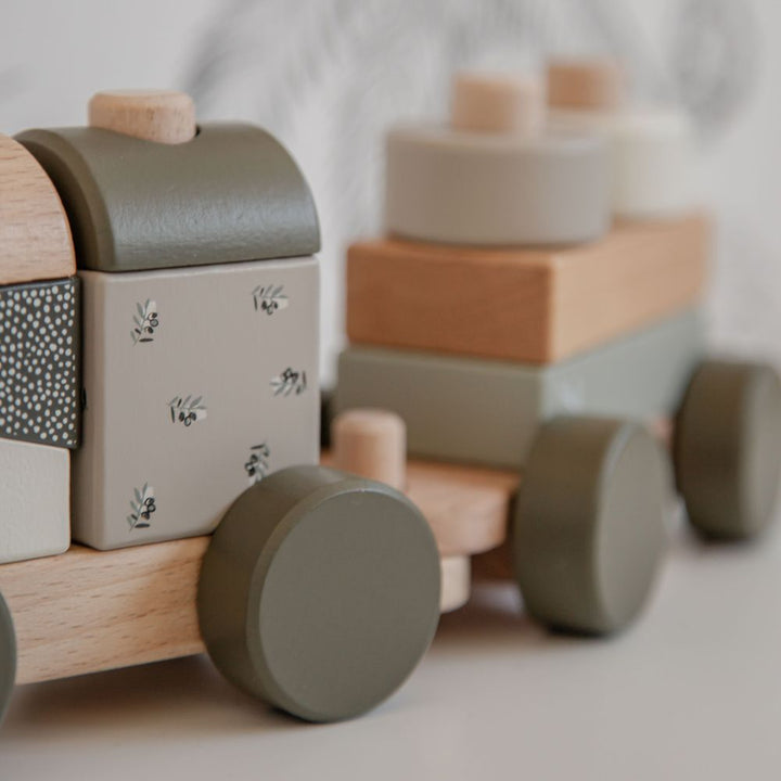 Label Label Stacking Train Wooden Activity Toy - Olive Green