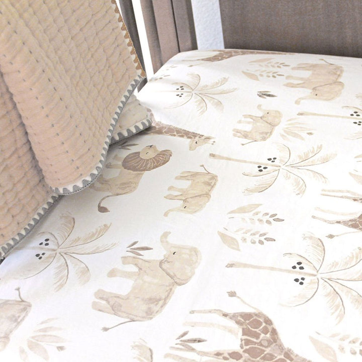 Crane Baby Kendi Fitted Crib Sheet - Safari Animal