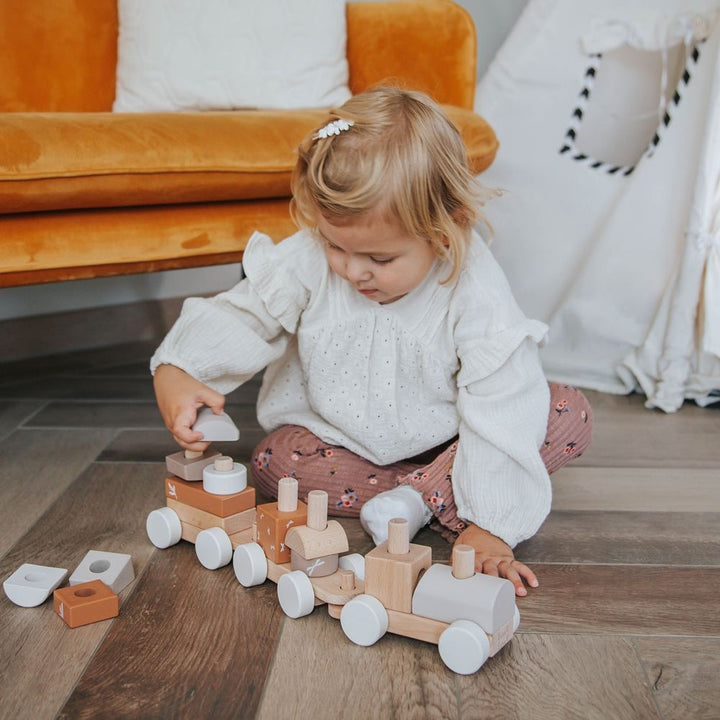 Label Label Stacking Train Wooden Activity Toy - Nougat