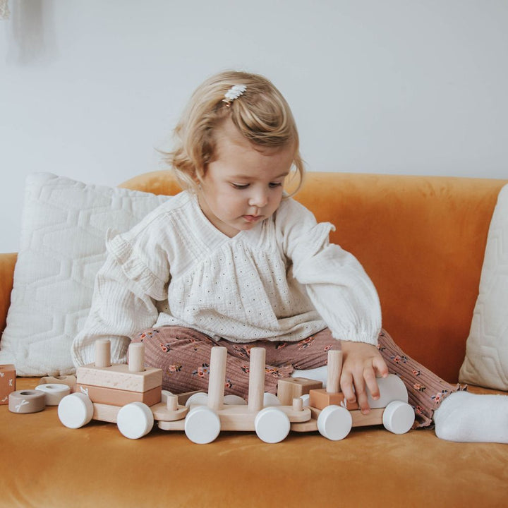 Label Label Stacking Train Wooden Activity Toy - Nougat