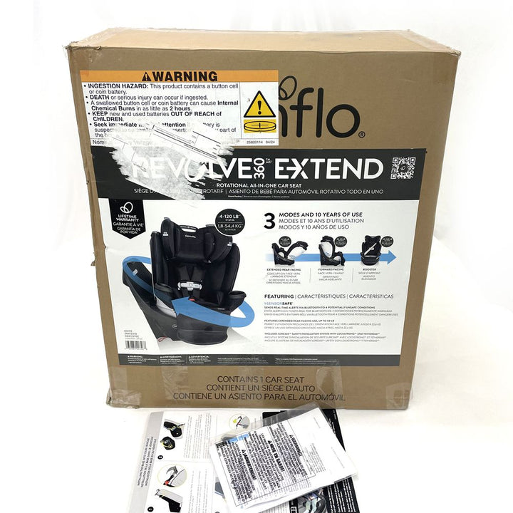 Evenflo GOLD Revolve360 Extend All-in-one Rotational Car Seat with SensorSafe - Onyx Black (98836) (Open Box)
