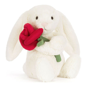 Jellycat Bashful Bunny Plush Toy - Cream Bunny with Rose Default Title