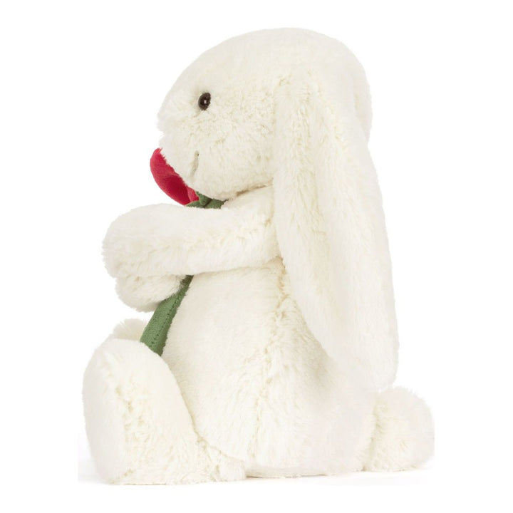 Jellycat Bashful Bunny Plush Toy - Cream Bunny with Rose